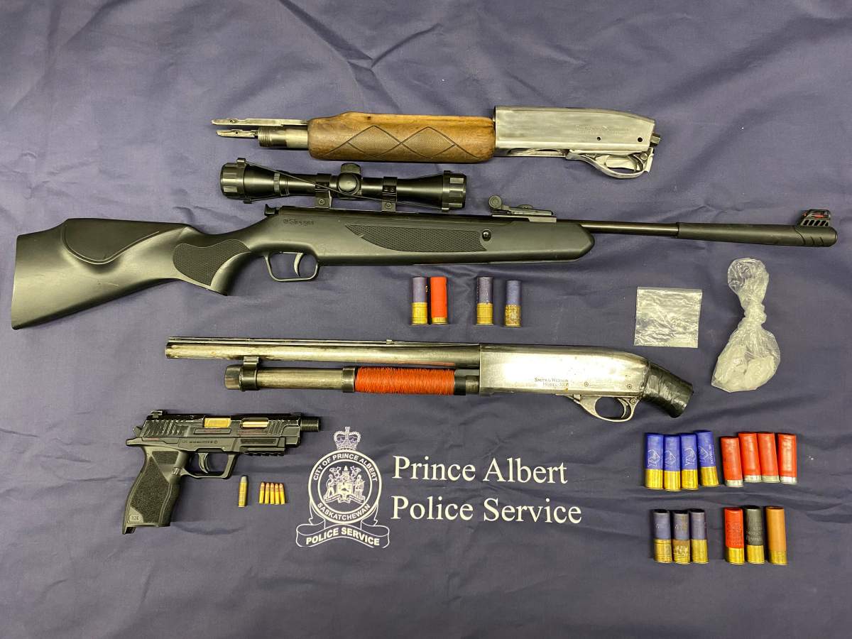 Tools and firearms were seized after a traffic stop in Prince Albert Tuesday.