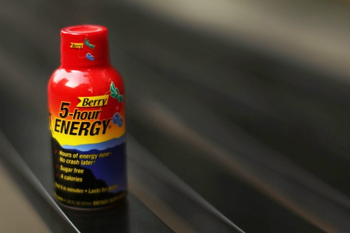 A bottle of 5 Hour Energy is shown