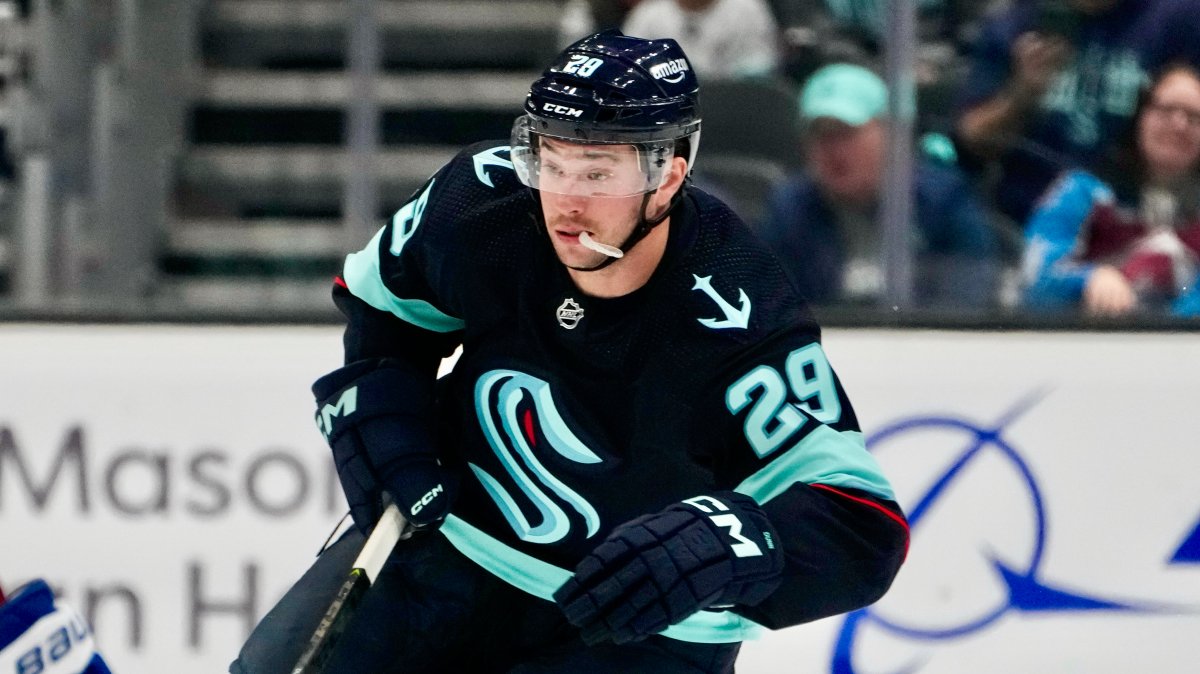 Seattle Kraken defencman Vince Dunn skates against the Colorado Avalanche during the first period of Game 4 of an NHL  Stanley Cup first-round playoff series on, April 24, 2023, in Seattle. The native of Lindsay, Ont., has signed a new four-year deal with the Kraken.
