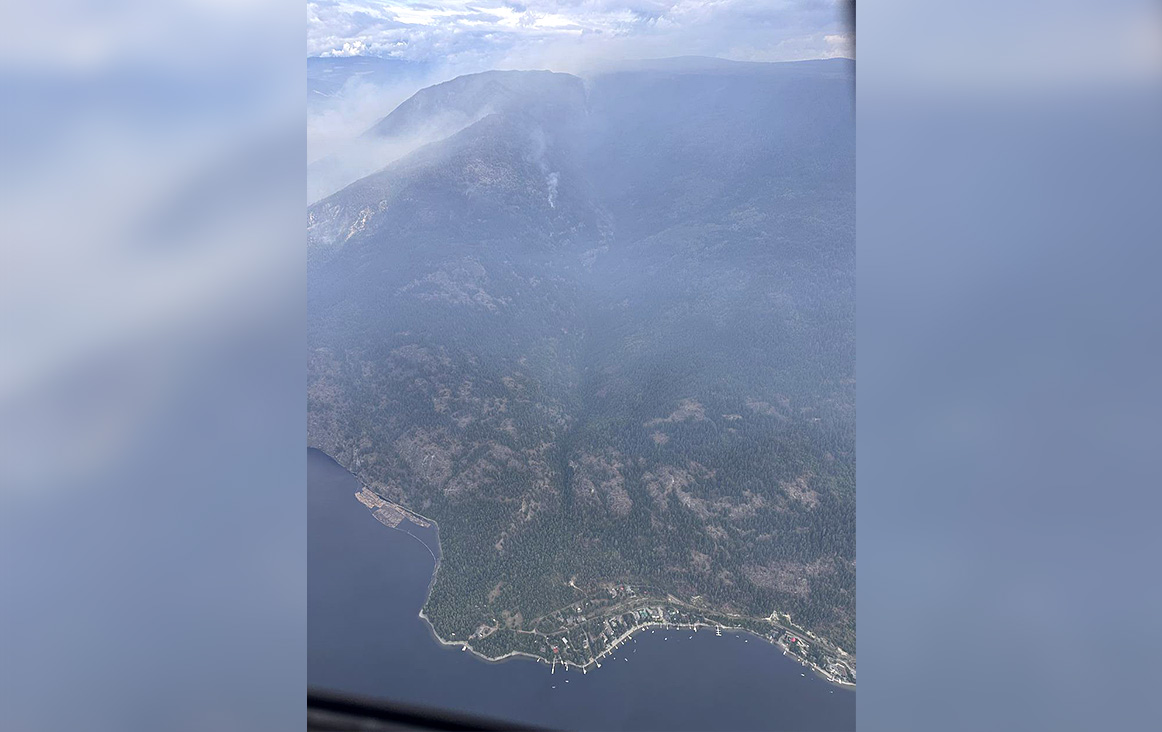 An aerial image of the south flank of the Lower East Adams Lake wildfire. The photo was taken on Wednesday morning, July 26, at approximately 10:30 a.m.