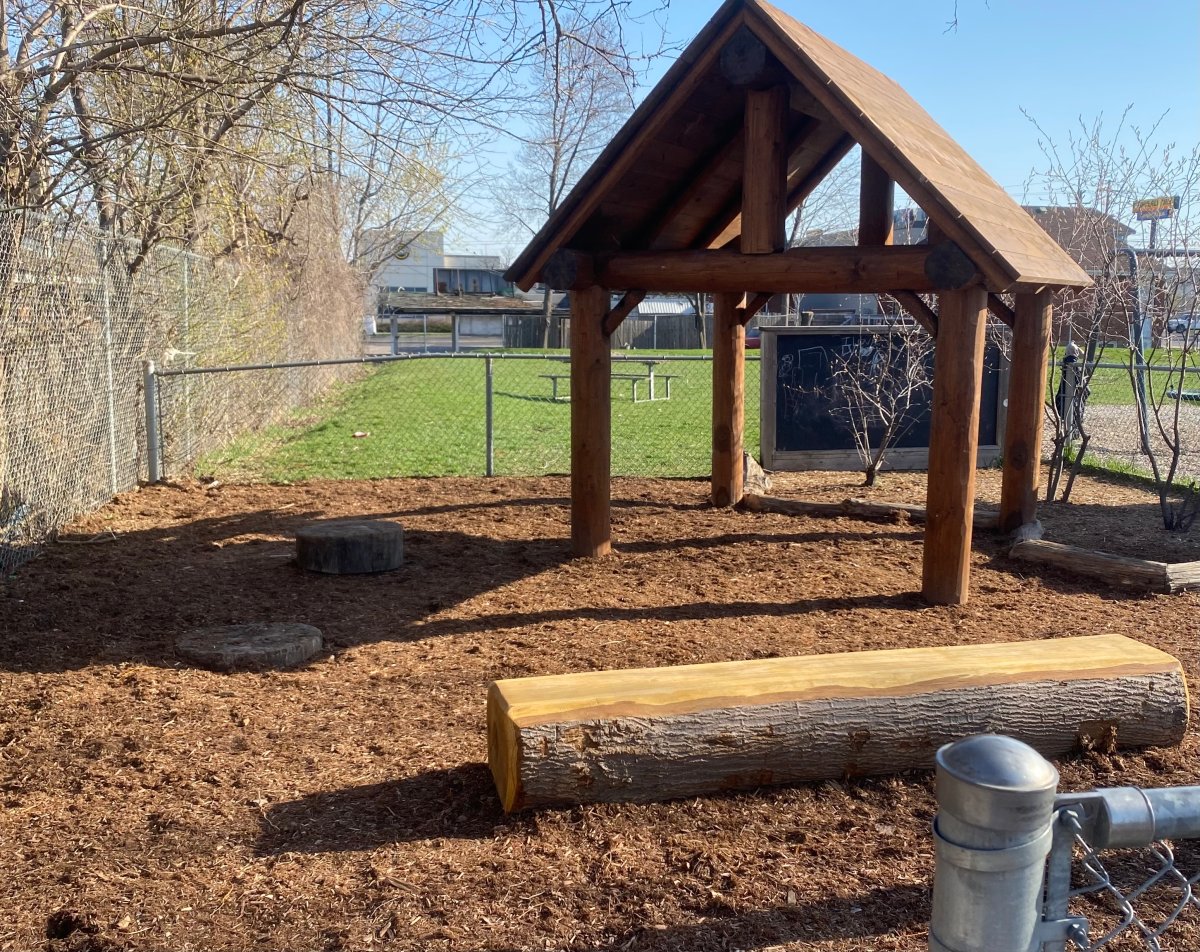 A photo of the BGCHH Kiwanis Club naturalized playground on Ellis Avenue in Hamilton, Ont. The Kiwanis Club was founded by the visionary members of the Kiwanis Club of Hamilton East and is supported by the City of Hamilton, the Kiwanis Club and United Way.