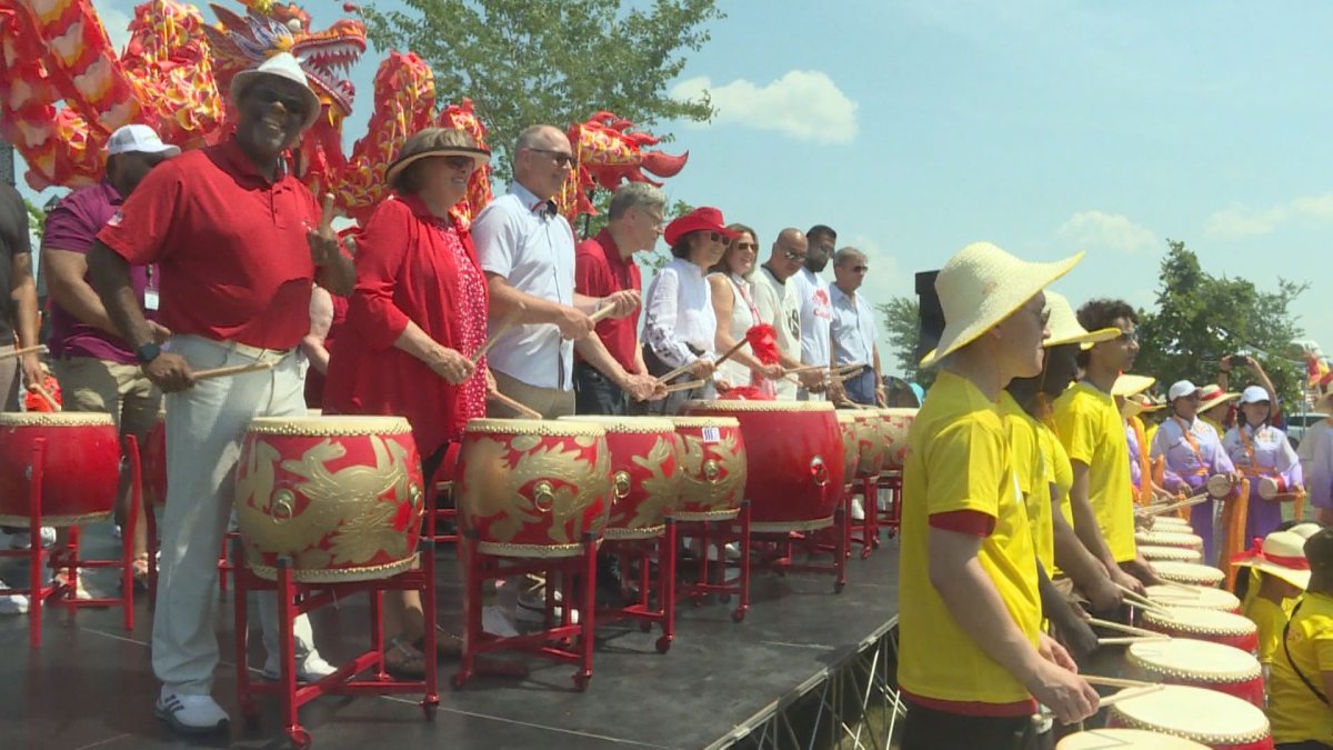 Politicians and community members joined in on a Canada-wide drum competition on Canada Day.