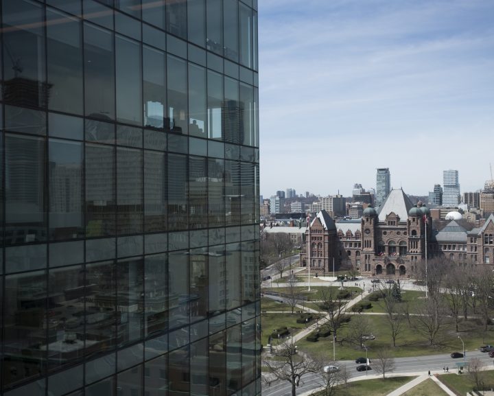 The Ontario Legislative building at Queens Park is photographed from the MaRS Discover District building on April 17 2019.