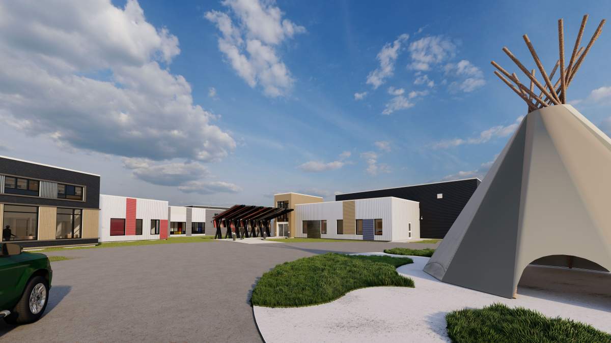 A rendering of the entrance to the Blood Tribe Recovery Community.