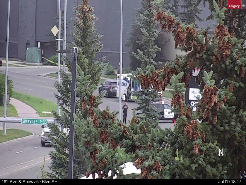 According to a tweet by YYC Transportation, emergency services are helping a pedestrian after a collision on Shawville Boulevard and Shalom Way S.E.