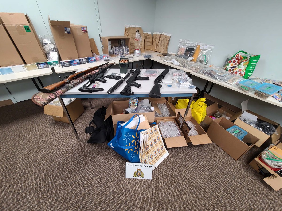 Mounties said they have seized guns, cannabis and illegal tobacco in Rocky View County, Alta.