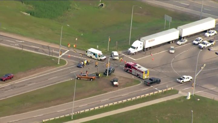 Two people were taken to hospital on Monday after an SUV collided with a car near the north end of Edmonton’s ring road, according to police.