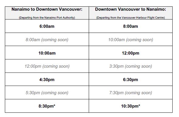 A first look at the schedule for Hullo Ferries sailings.