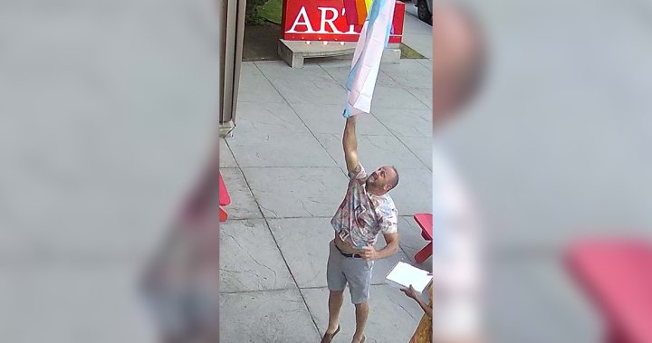 Kelowna RCMP seeking identity of man who ripped down trans flag – Okanagan | Globalnews.ca