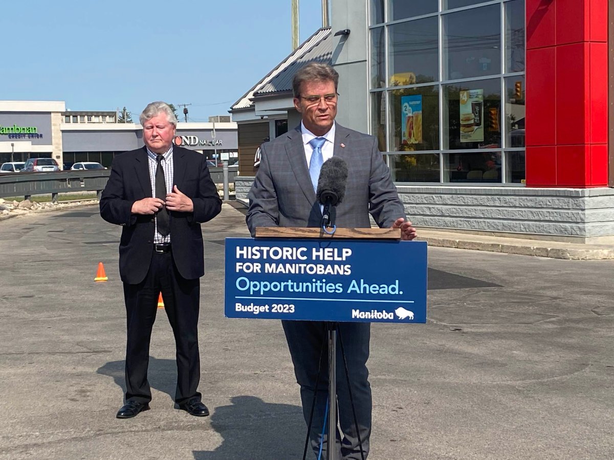 Environment and Climate Minister Kevin Klein announced a grant to Eco-West Canada for the installation of electric vehicle chargers at three McDonald's locations in Winnipeg.