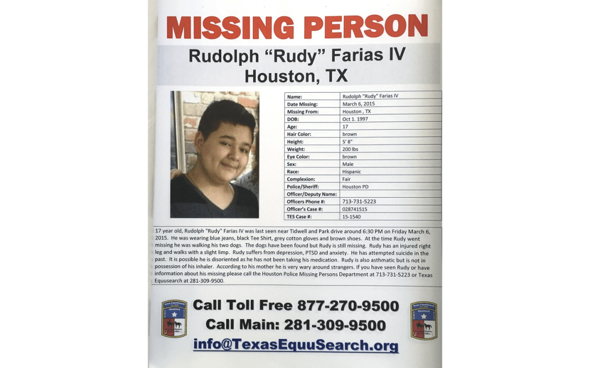 Rudy Farias' missing person report.