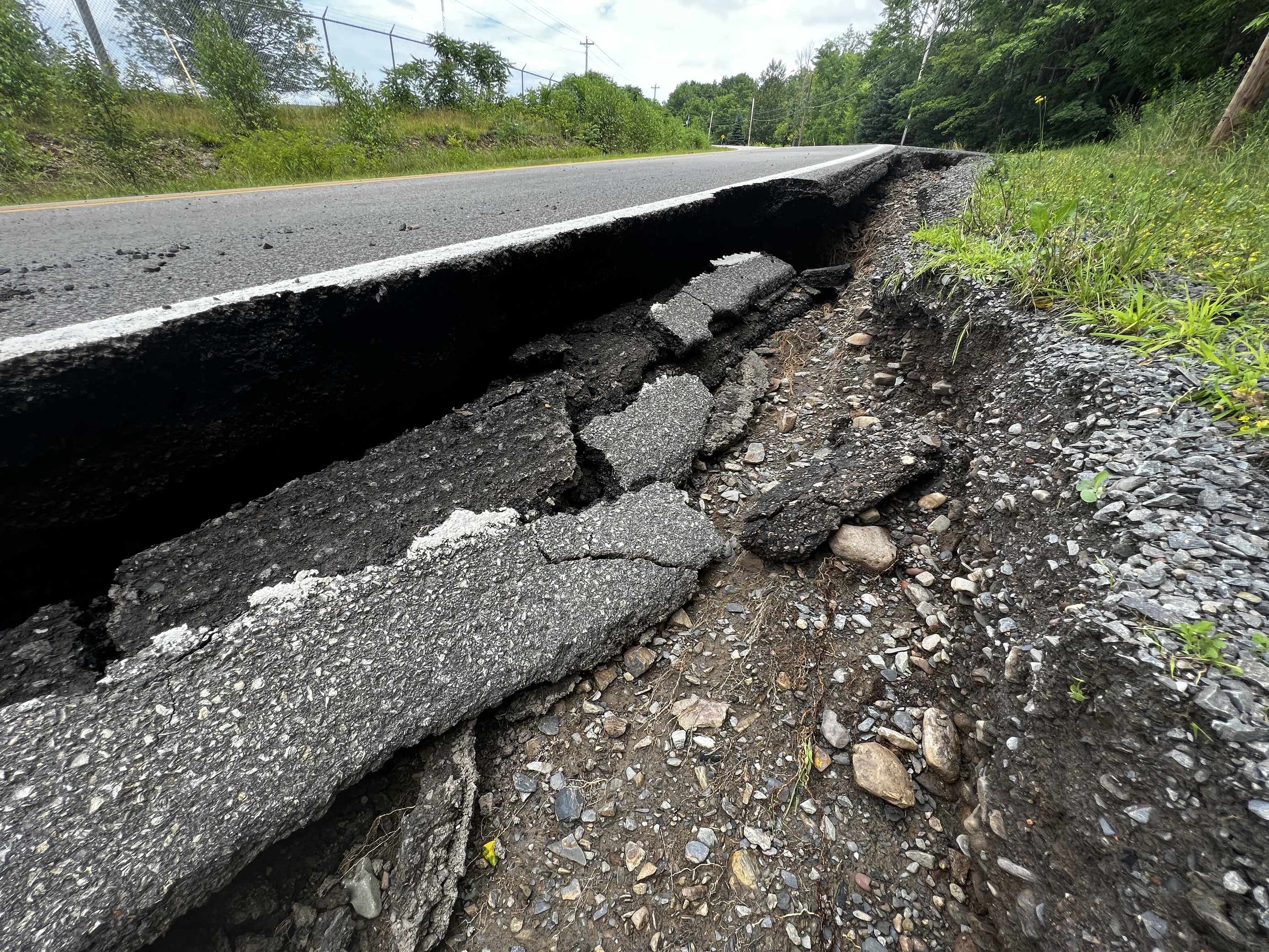 Heavy flooding undermined a road in Newport Corner, N.S.