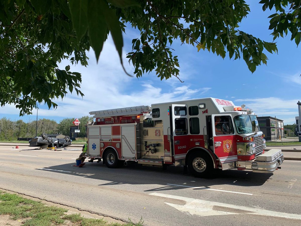 EPS Collision Investigation Unit is handling a two vehicle collision in Sherwood Park on Wye Road and Hawthorne Street on Tuesday, July 25, 2023.