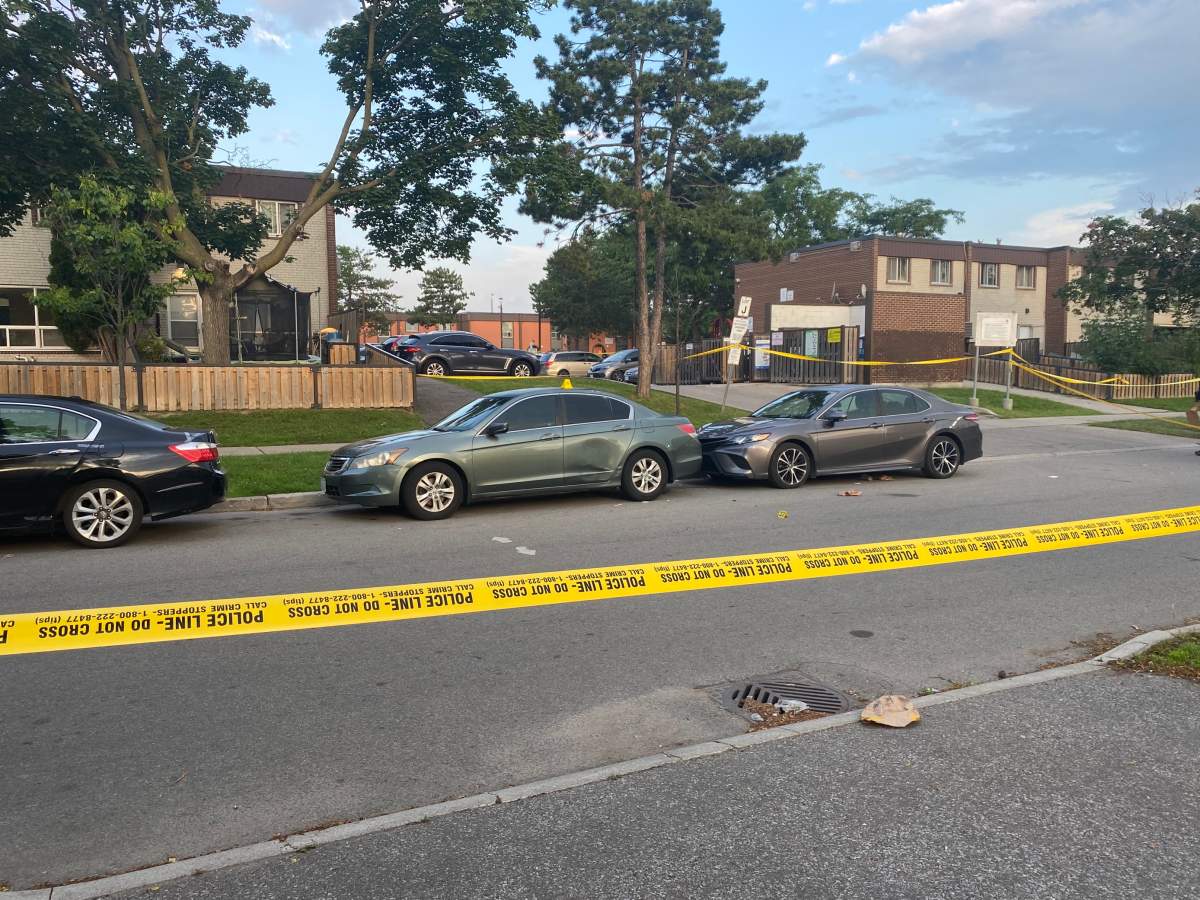 Toronto police at the scene of a homicide on July 20, 2023.