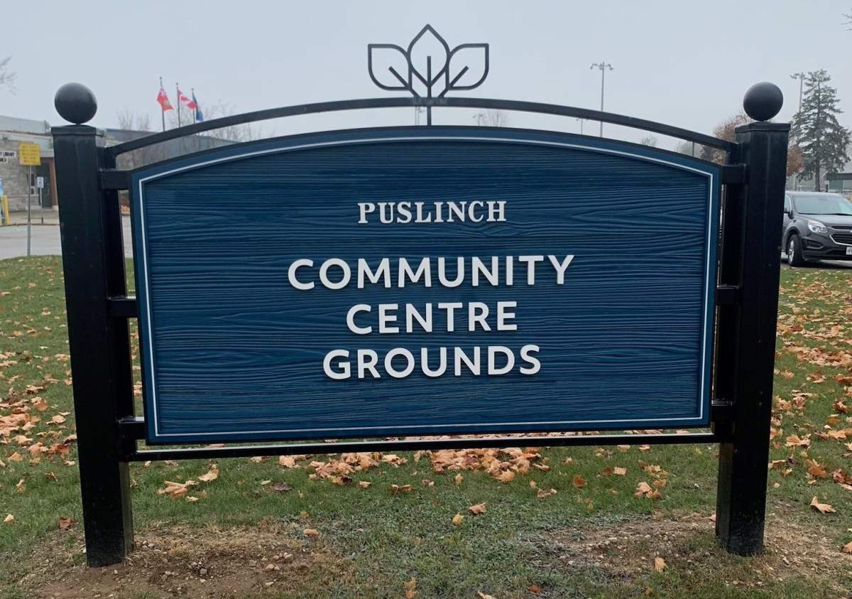 Sign in front of Puslinch Community Centre Park.