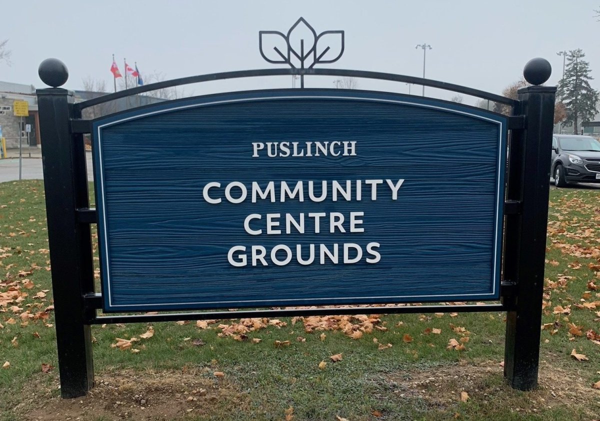 Sign in front of Puslinch Community Centre Park.