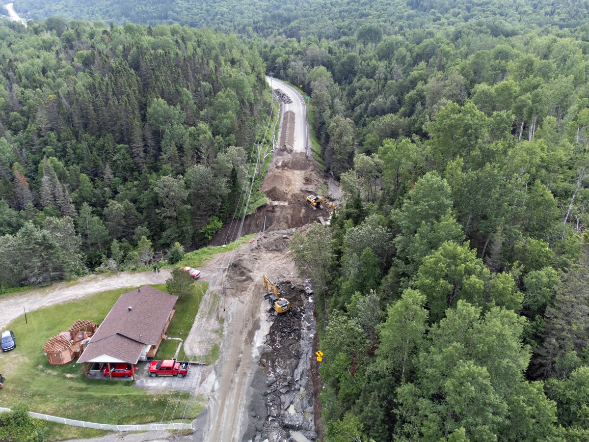 day, July 2, 2023. A major landslide caused by heavy rain cut highway 170 between Saguenay, Que., and Saint-Simeon.