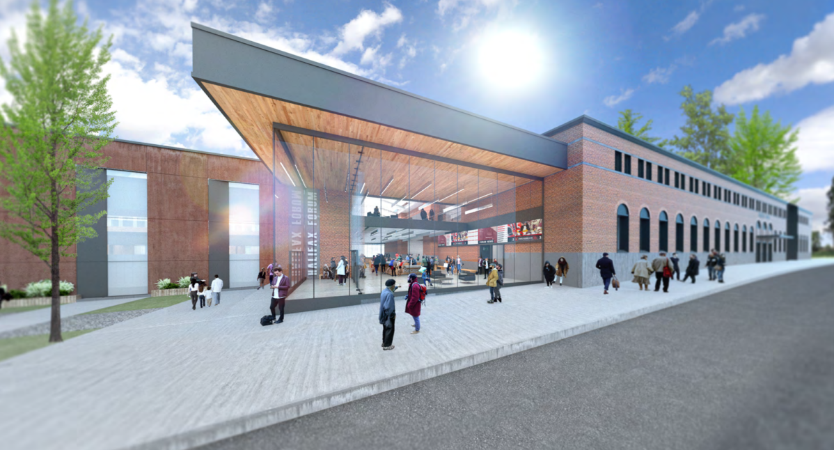 Another example provided in a report to council shows another angle of the proposed redevelopment from the outside.