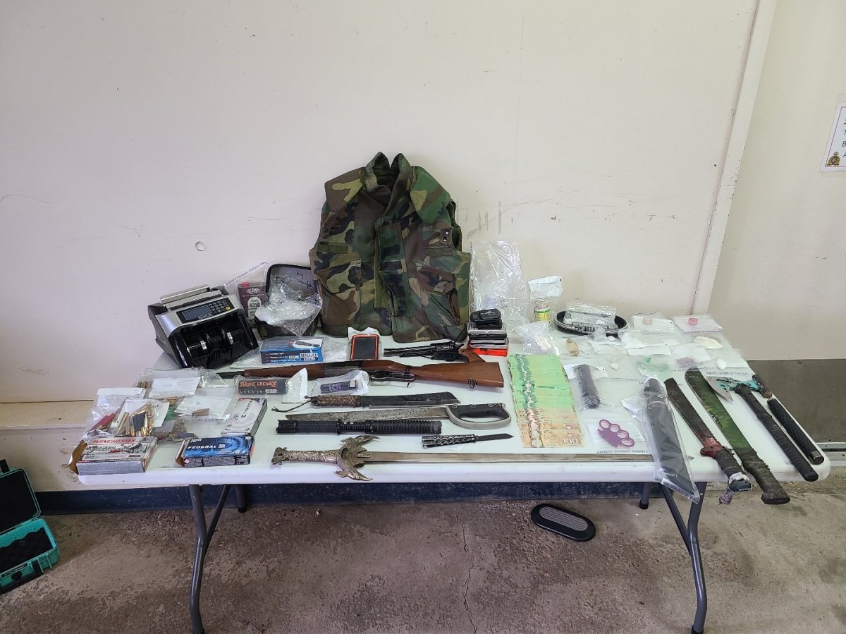 Photo of items seized by RCMP after they conducted a search warrant on 10 Ave., in Sundre.