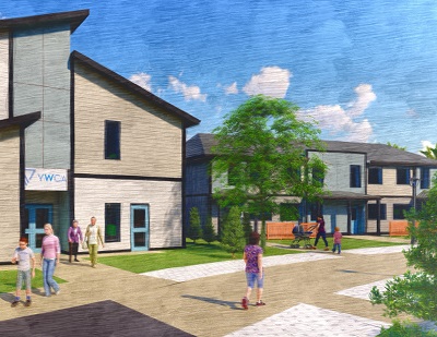 Artist rendering of an affordable housing development at 21 Kains St. in St. Thomas.
