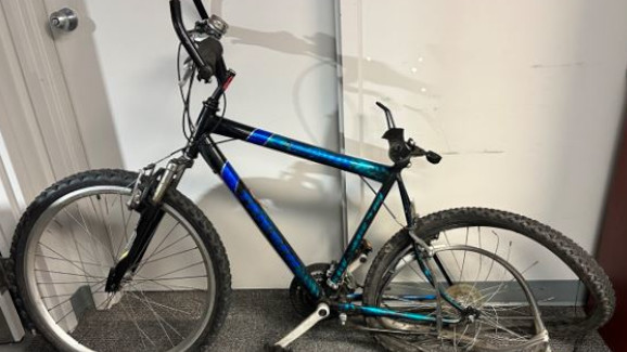Police photo of mountain bike that was hit by a vehicle July 13, 2023 while travelling westbound along the north side of East West Line between Niagara Road and Concession 2.