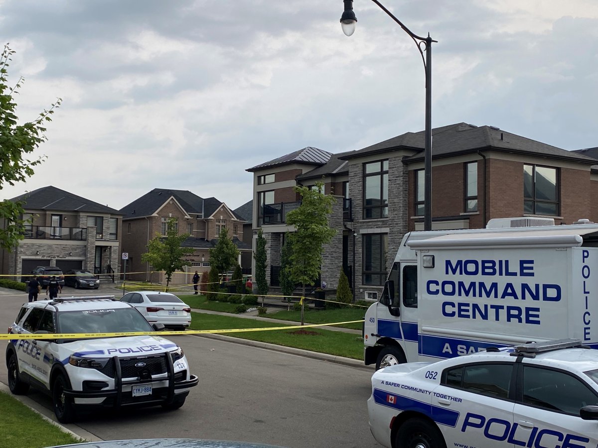Police on scene following a shooting near  Argelia Crescent and Parity Road in Brampton.