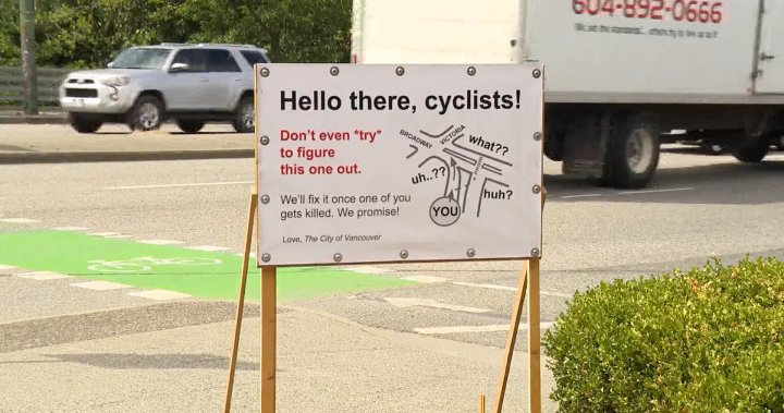 Letrero descarado plantea problemas de seguridad ciclista en el cruce de bicicletas de East Vancouver – B.C
