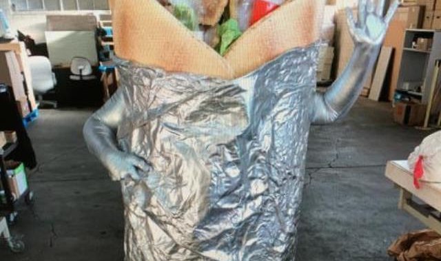 A life-sized donair costume has bidders offering top dollar, and some spicy responses