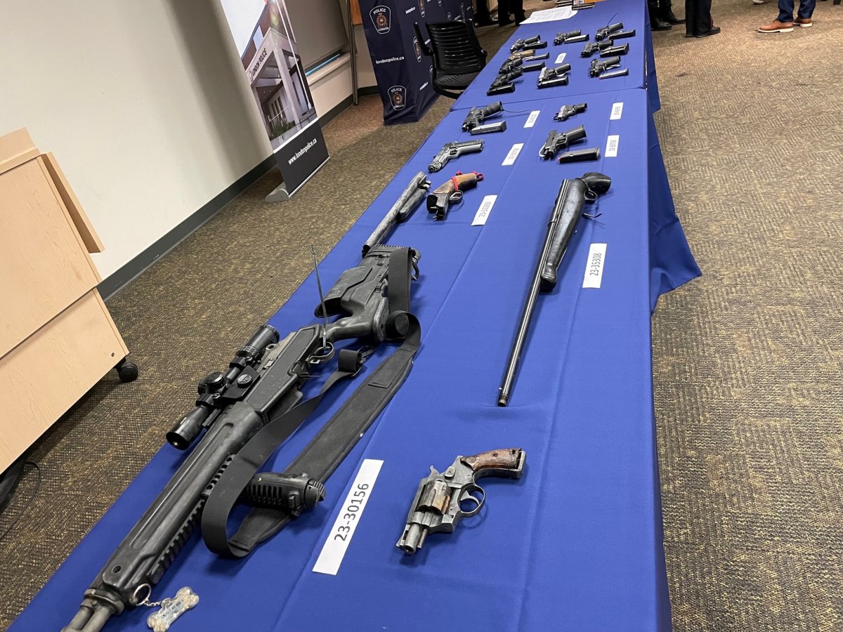 Some of the 26 guns seized through Project SAFE, a London Police Services-led investigation.