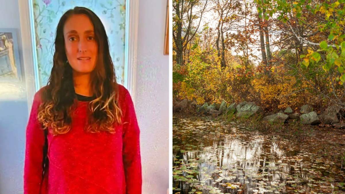 A split photo. On the left is Emma Tetewsky. On the right is Borderland State Park.