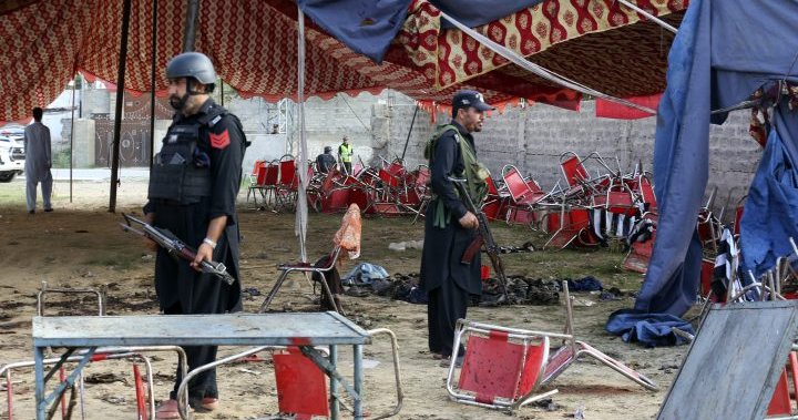 Suicide bombing kills at least 54 people at political rally in Pakistan