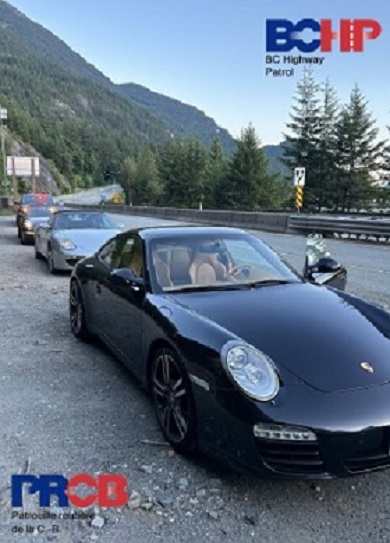 The BC Highway Patrol says three Porsche drivers had their vehicles impounded for a week and were issued three month driving prohibitions for excessive speed on Highway 99.