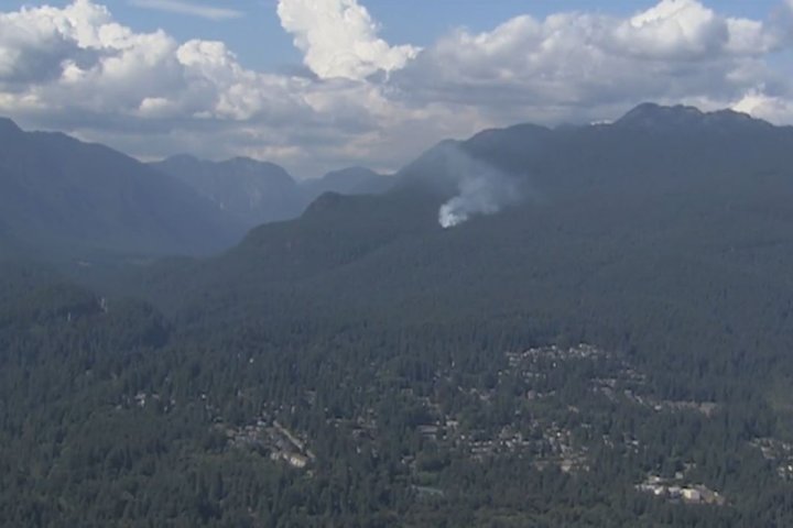 Out-of-control wildfire burning on Mount Seymour