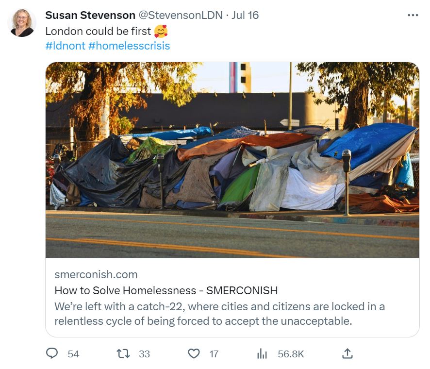 An image of a tweet from Coun. Susan Stevenson.