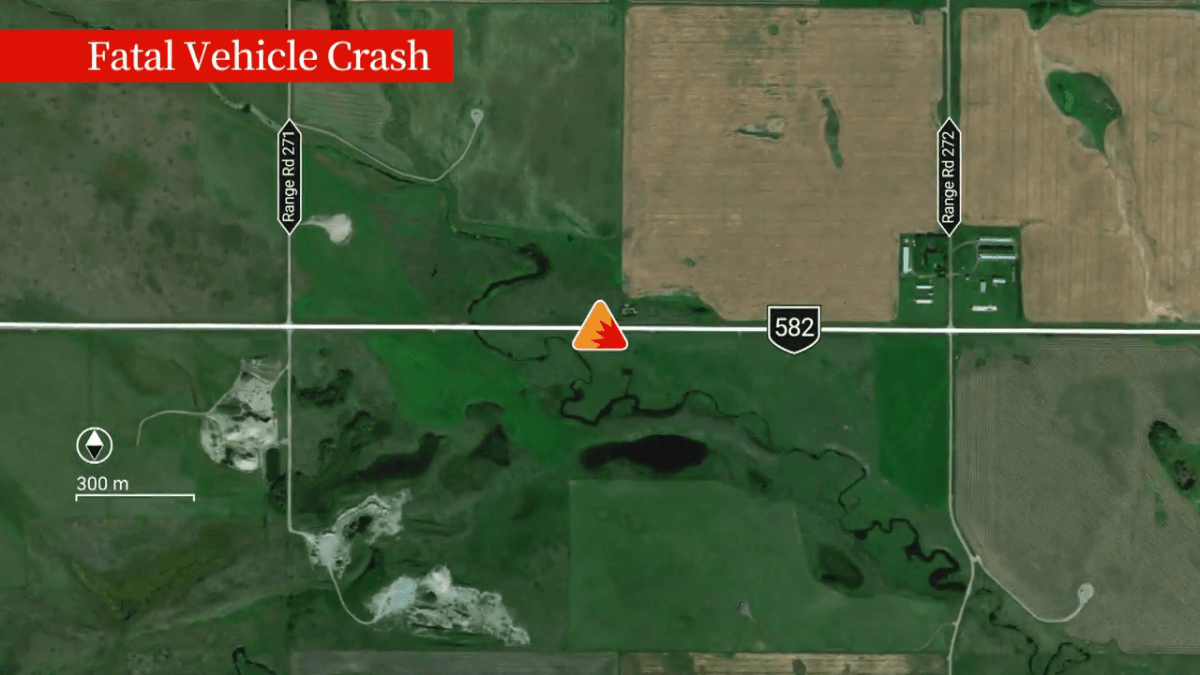 Didsbury RCMP said Saturday the collision was between a motorcycle and holiday trailer on Highway 582, around 30 kilometres east of Didsbury on Saturday, July 22, 2023.