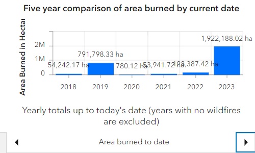 Alberta wildfire status map, hectares burned in 2023 season, as of Aug. 30, 2023.