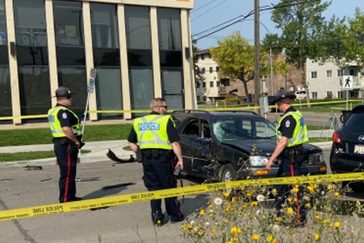 Several vehicles hit by suspected stolen car in central Edmonton, police make arrest