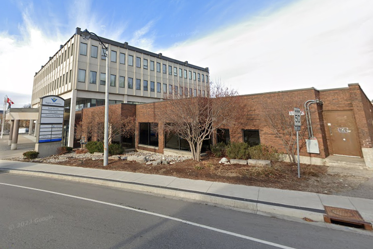 The encampment was located behind a Waterloo Region building at 150 Main Street in Cambridge.