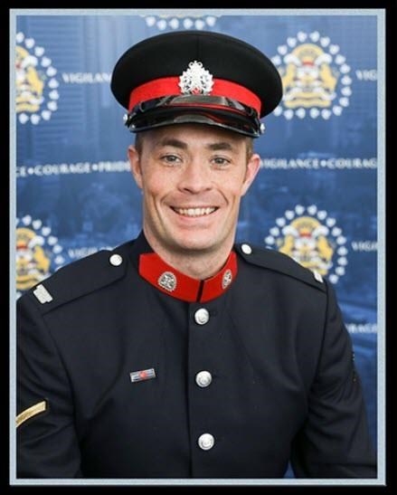 Sgt. Andrew Harnett, 37, of the Calgary Police Service is shown in this undated handout image provided by the police service. A judge says she expects to deliver a sentence in September for a young man convicted of manslaughter in the hit-and-run death of the officer. 