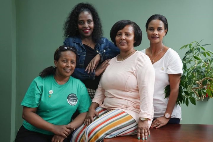Meserat Demeke (centre right) President of the Ethiopian Association in the GTA poses with colleagues (left to right) Netsanet Alem, Tsedey Gashe and Mawordi Mohamed, in their Toronto offices, on Wednesday July 15, 2023. 