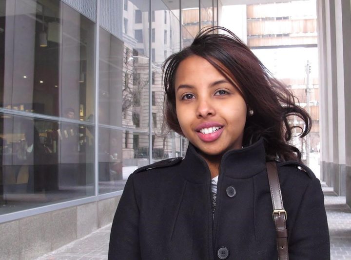 A proposed class-action lawsuit has been launched over Toronto police's historic use of "carding" and alleges the practice of randomly stopping people and collecting their information continues to harm marginalized communities. The lawsuit is led by plaintiff Ayaan Farah, shown outside court in Toronto on Jan.11, 2016.