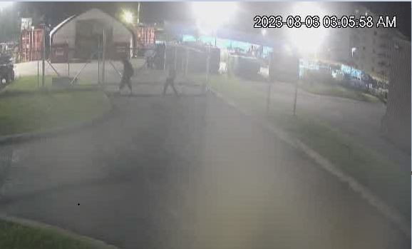 surveillance video of two suspects involved in the theft of a off road vehicle.