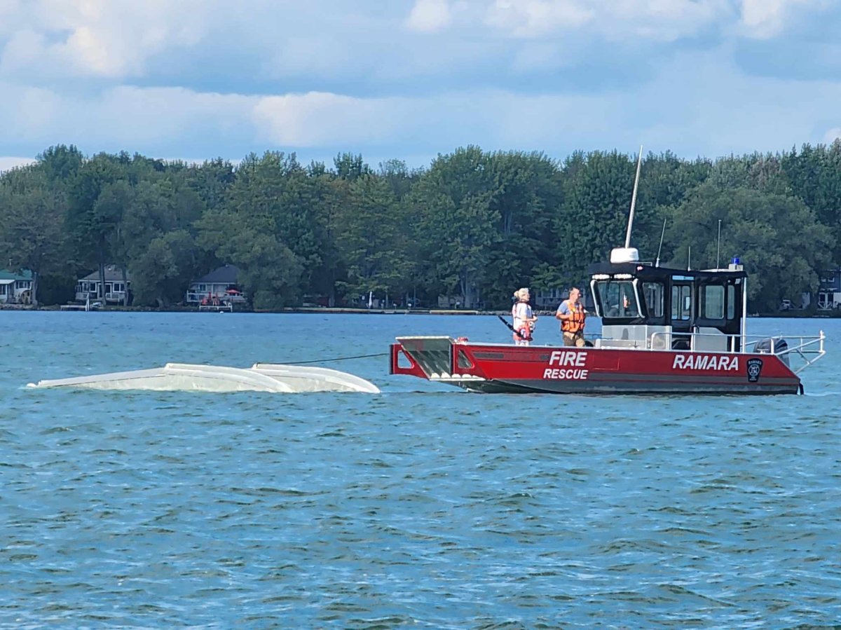 Ramara Fire and Rescue Services responding to a float-plane crash in Lake Simcoe on July 31, 2023.