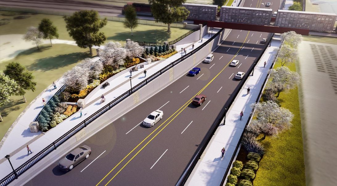 A rendering of the Adelaide Street underpass looking south in London, Ont.