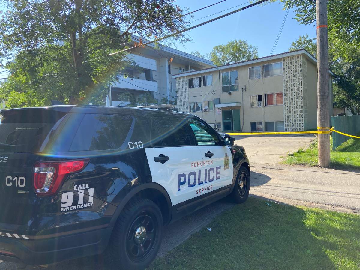 Suspicious death off Whyte Avenue on 80 Avenue and 105 Street. Police tape on Aug. 7, 2023.