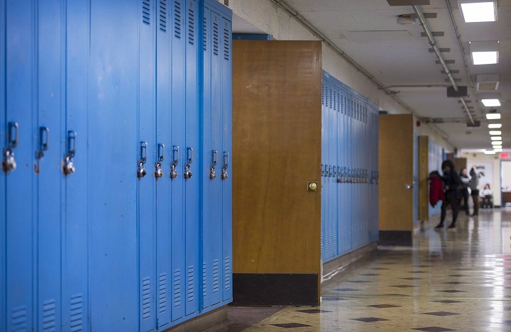 A hallway at Lakeside Academy school in the Montreal borough of Lachine is shown on Friday, April 1. 2016. 
