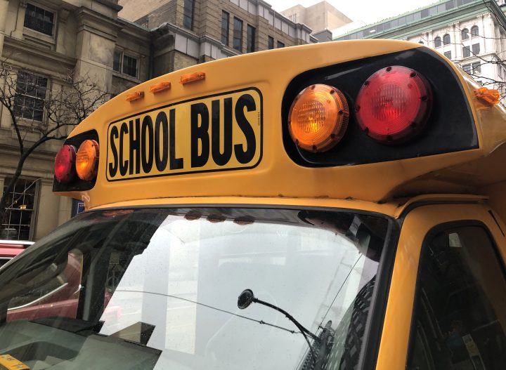 FILE - a school bus. Staff and students will not be able to return to class at George Elliot Secondary as expected due to ongoing work to mitigate a flood that took place at the school over the winter break.