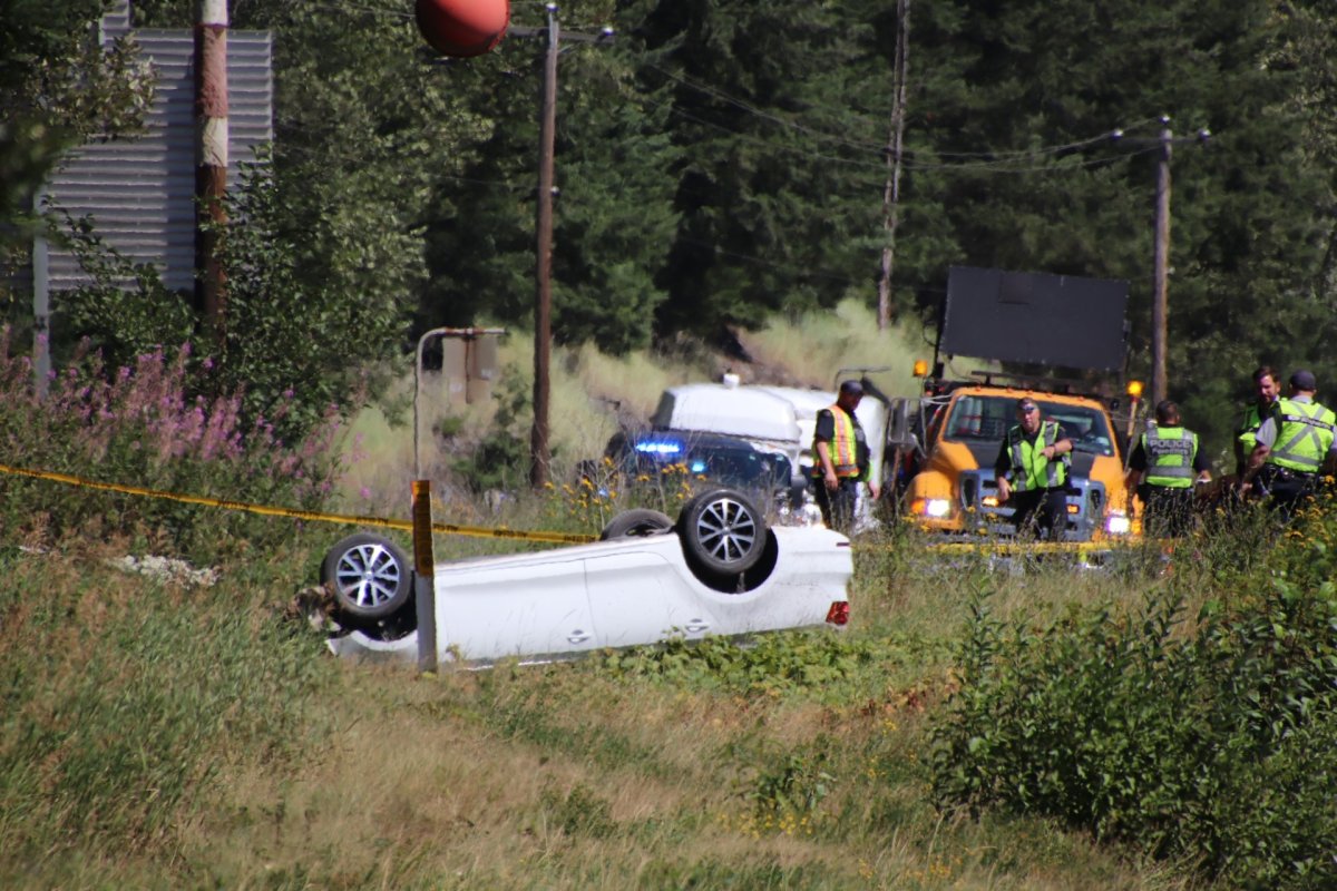 The scene of a fatal crash on the Coquihalla Highway on Tuesday, Aug. 1, 2023. 