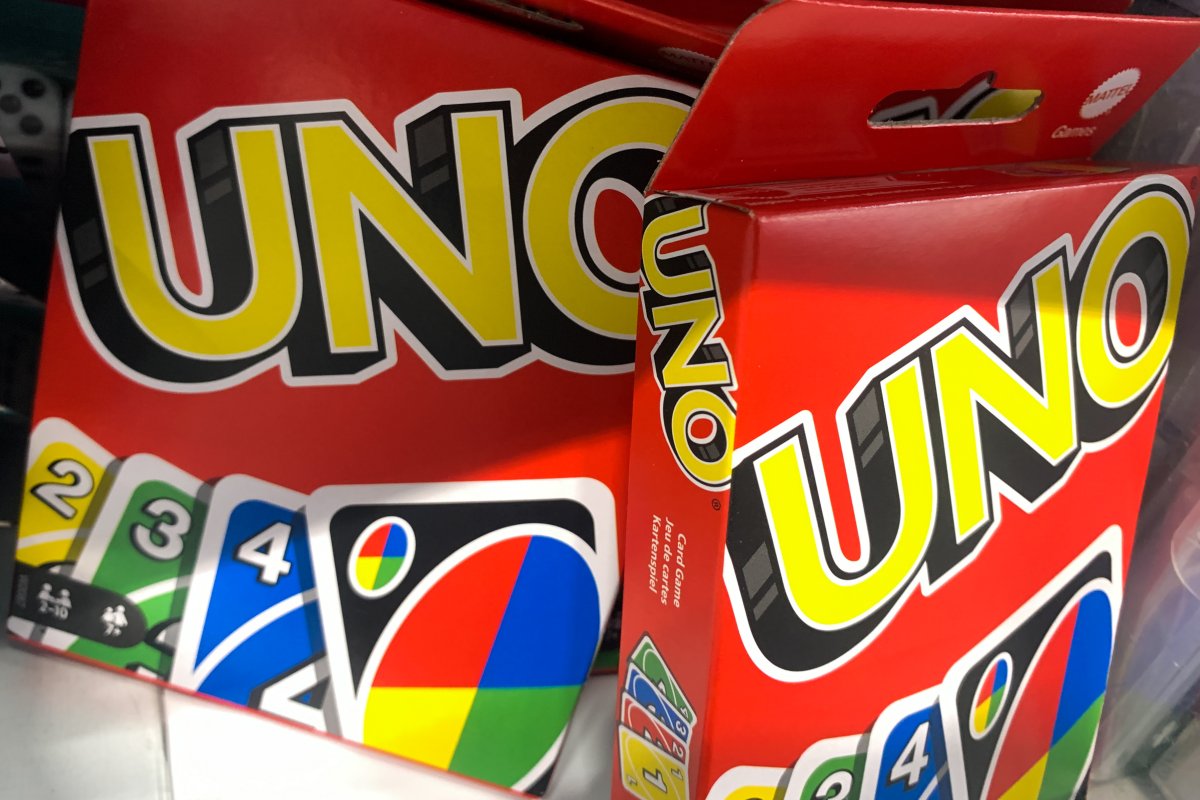 File - UNO card game packaging are seen in a store in Poland on April 19, 2022.