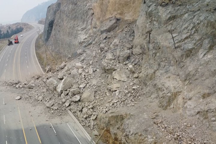 Highway 97 rockslide: Two lanes open starting Friday